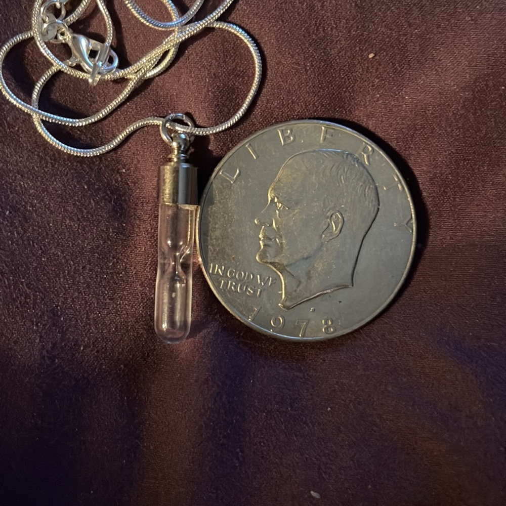 Glass Vial Houglass Pendant Necklace - Picture 3 of 3
